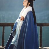素古装 冬季 国风汉元 斗篷仿狐狸毛百搭毛绒领加绒加厚汉服披风外套