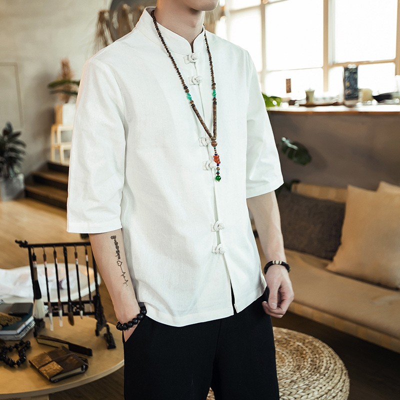 迷人堂新中式棉麻唐装中国风男装