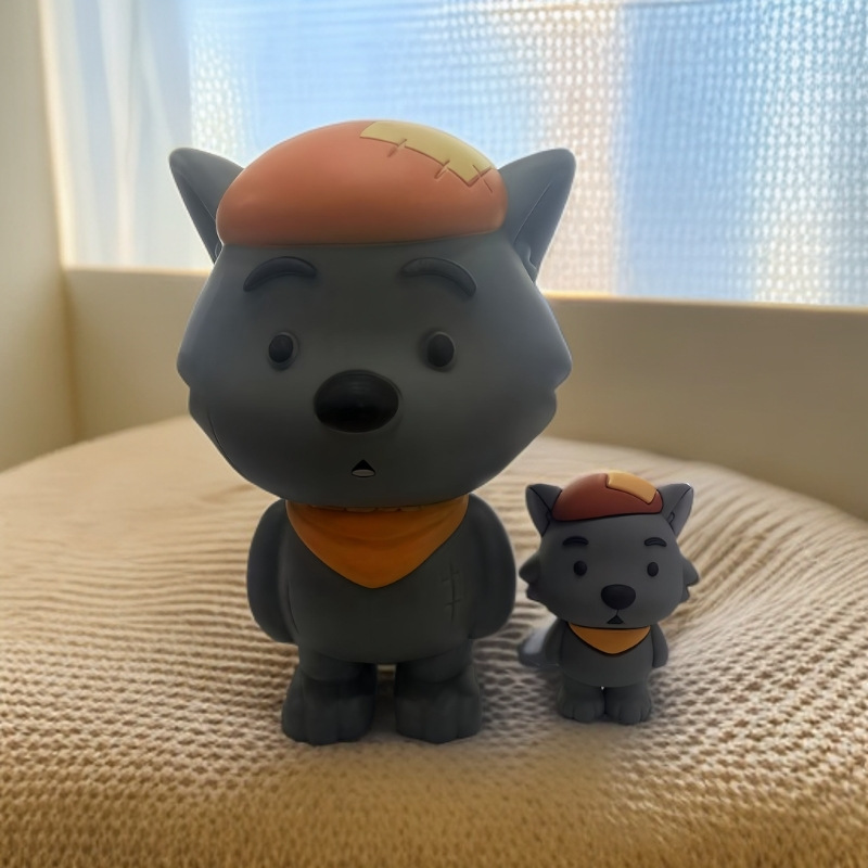 呆呆灰太狼手办公仔桌面摆件可爱