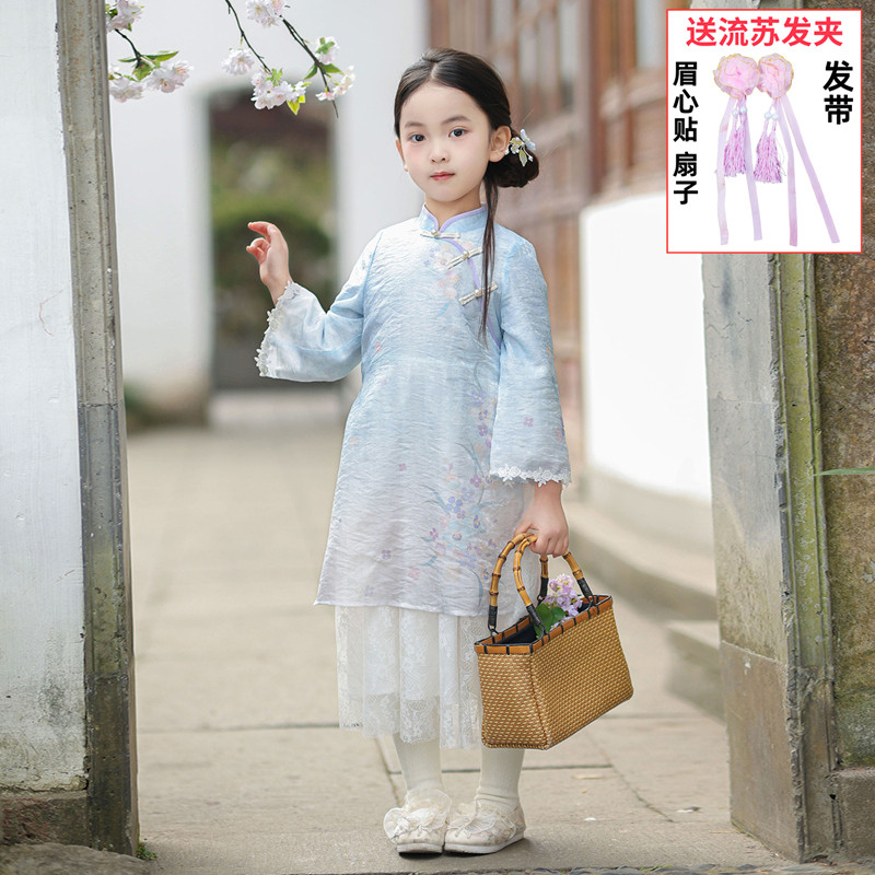 女童旗袍春秋国风汉服2026新款儿童新中式国风唐装古风连衣裙春装