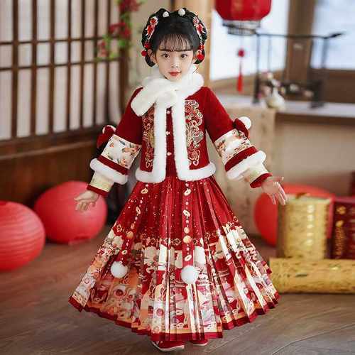 拜年服女童马面裙2025汉服过年衣服冬季新年喜庆冬款新款秋冬儿童