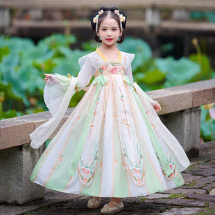 汉服儿童女秋季连衣裙2024新款中大童复古改良公主裙女童古风唐装