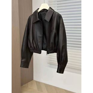 2025春秋新款 皮衣女 精品皮衣短外套翻领松紧腰设计感机车年轻款