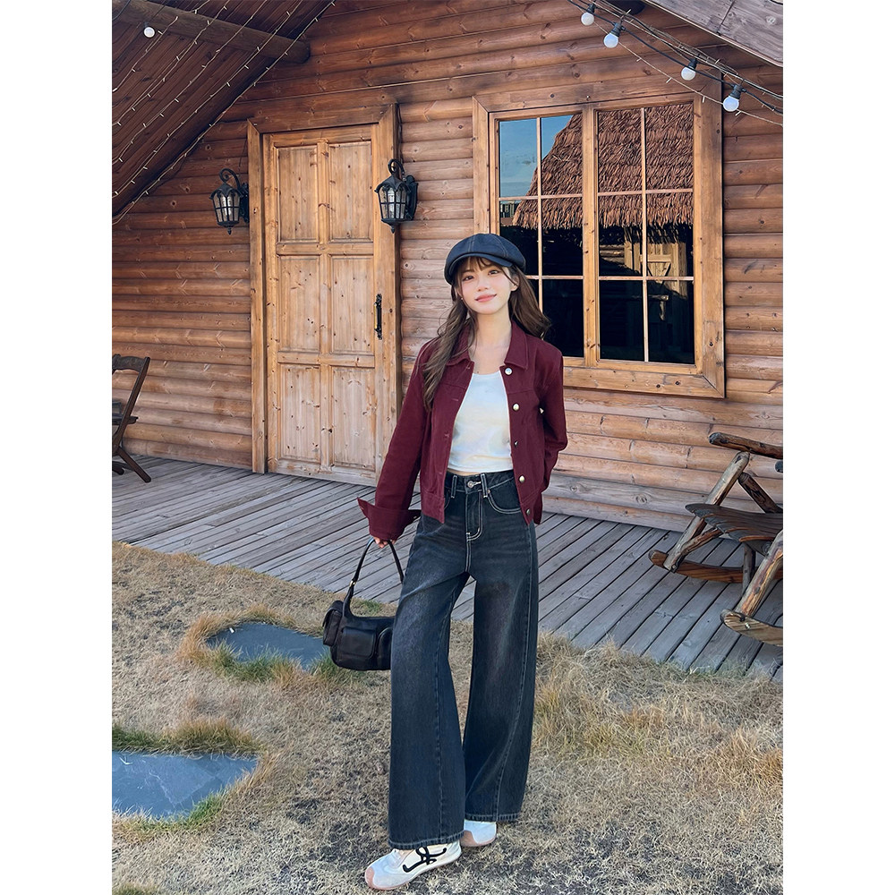 王家有鱼加绒【小个子定制】黑灰阔腿裤女秋冬新款百搭通勤牛仔裤,女装/女士精品,牛仔裤,淘宝优惠券,粉丝福利购,淘宝优惠卷