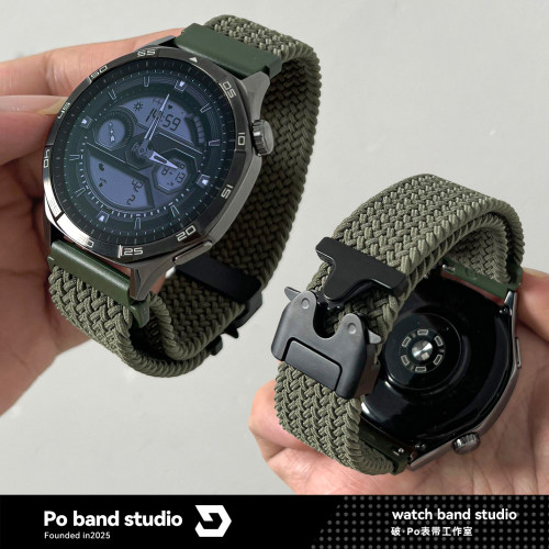 适用于华为GT5/GT6表带尼龙编织GT4降落伞金属扣watch3小米oppo