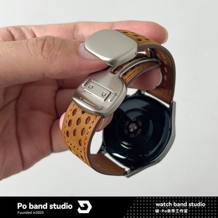 适用华为GT5表带尼龙真皮GT4透气圆滑磁扣watch3小米红米oppo高驰