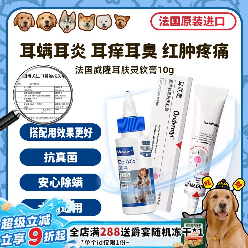 法国威隆耳肤灵犬猫耳螨真菌感染图片