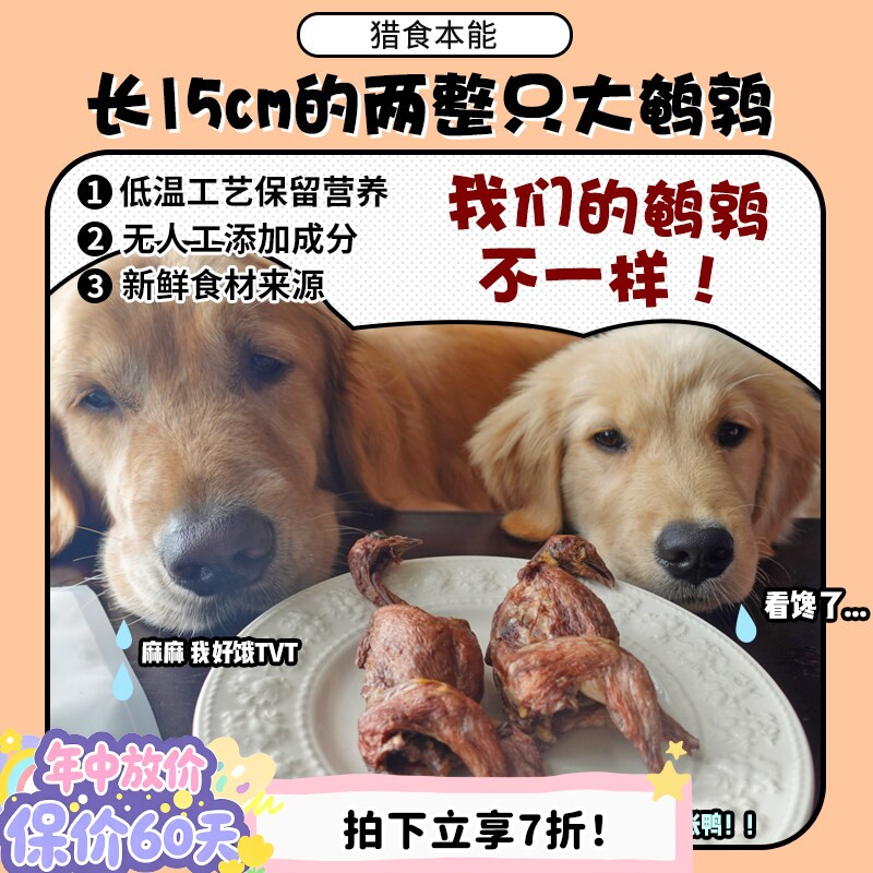 【旺财】长15cm两只的大鹌鹑！猎食本能宠物狗狗磨牙洁齿肉干零食