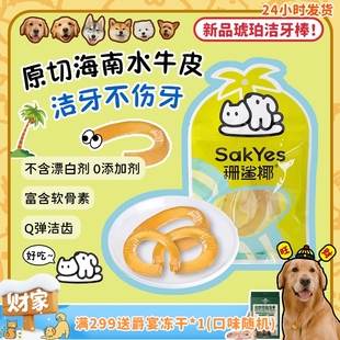 珊鲨椰琥珀洁牙棒软水牛皮天然咬胶磨牙狗零食耐咬 Q弹 旺财