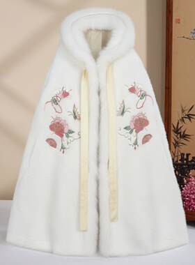 汉服女童斗篷披风外套冬款加厚中国风古装拜年服小女孩冬季马面裙