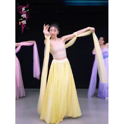 古典舞大摆裙飘逸720度练习裙一梦惊鸿舞蹈服舞月同款披帛双层纱