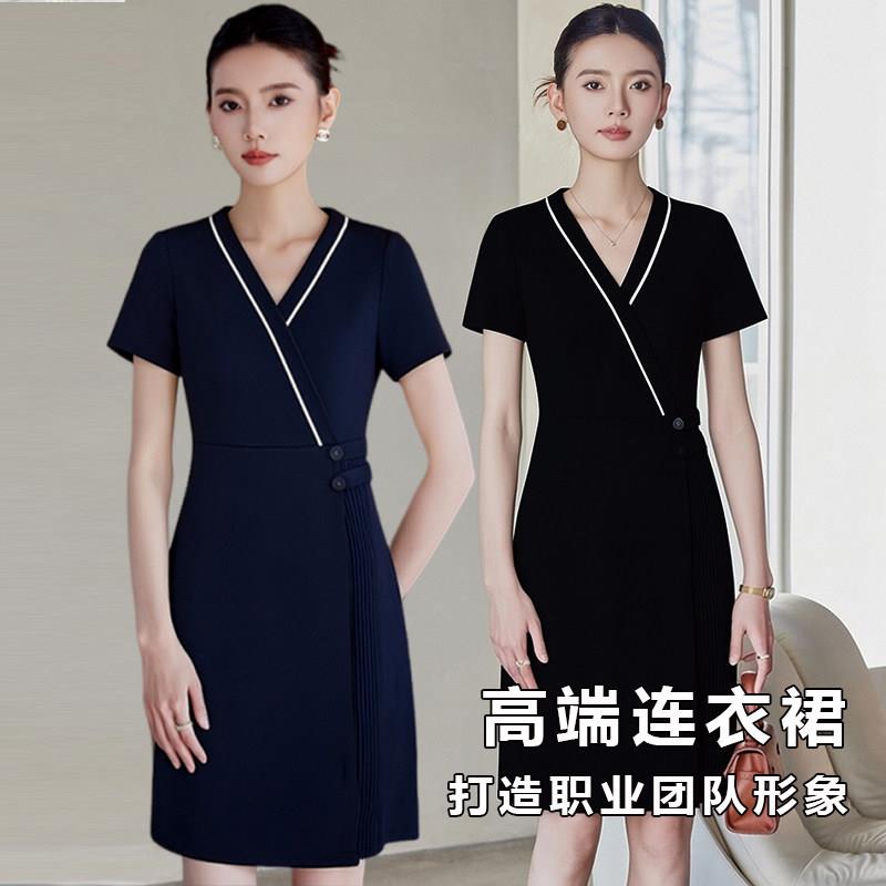 美容院美容师工作服洋装女夏季短袖薄款高端气质前台上班服服装
