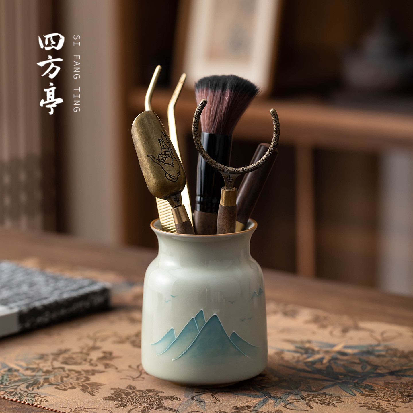 手绘茶道六君子功夫茶具配件大全轻奢家用泡茶茶刀茶夹刷茶道套装