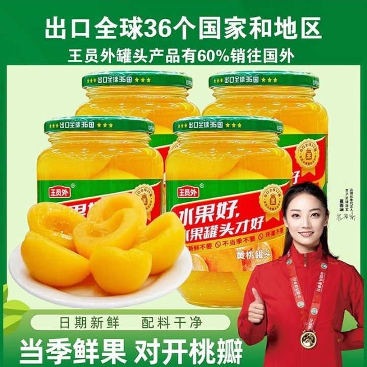 王员外当季鲜果黄桃罐头无防腐剂