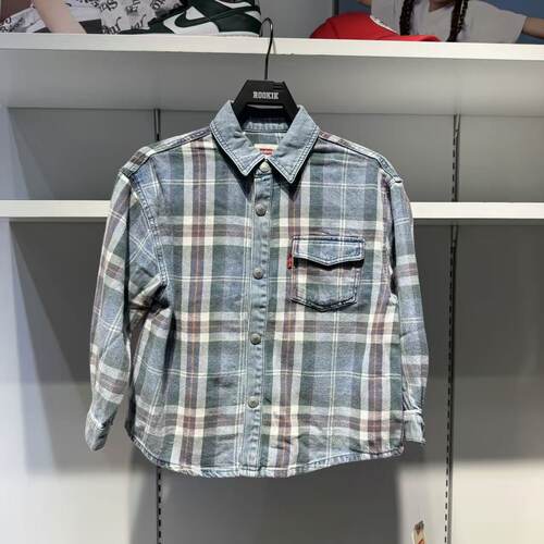 Levi's李维斯复古风格子衬衫男翻领单排扣棉质上衣LV2632129
