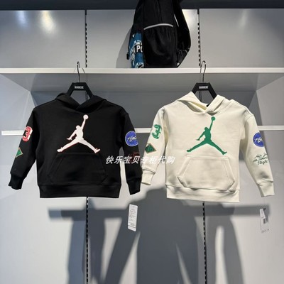 Jordan乔丹儿童25年春新年款AJ飞人百搭连帽衫套头卫衣JD2512061