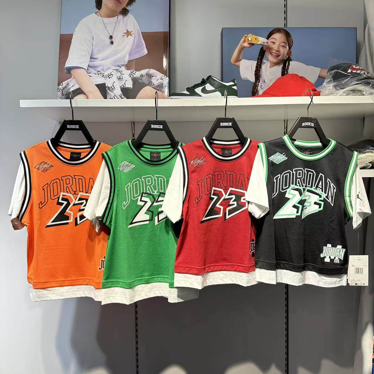 JORDAN乔丹26夏款男女童速干假两件AJ街头篮球圆领半袖JD2622054