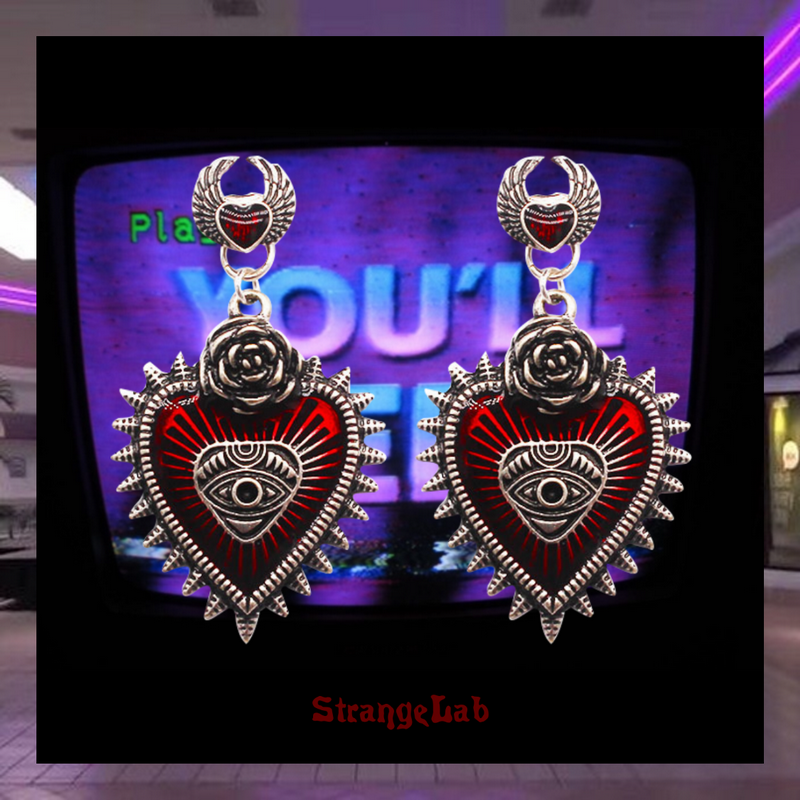 耳环哥特少女之眼滴血桃心爱心