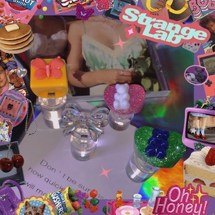 自制 小熊软糖童趣戒指千禧Y2K女孩爱心蝴蝶结树脂戒指指环 包邮