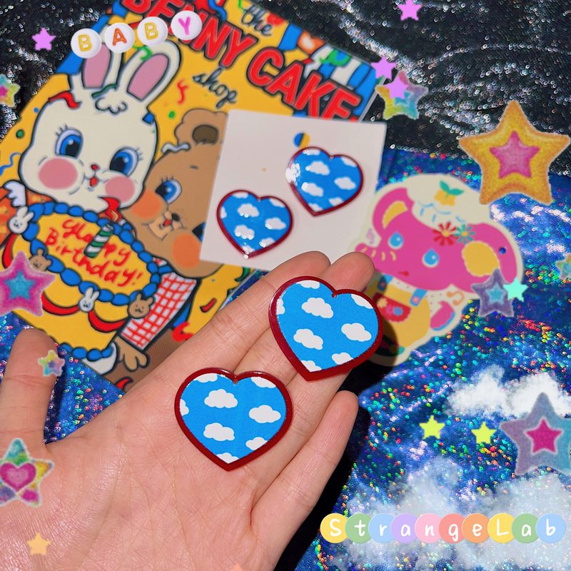 原宿Y2K爱心云朵亚克力边夹