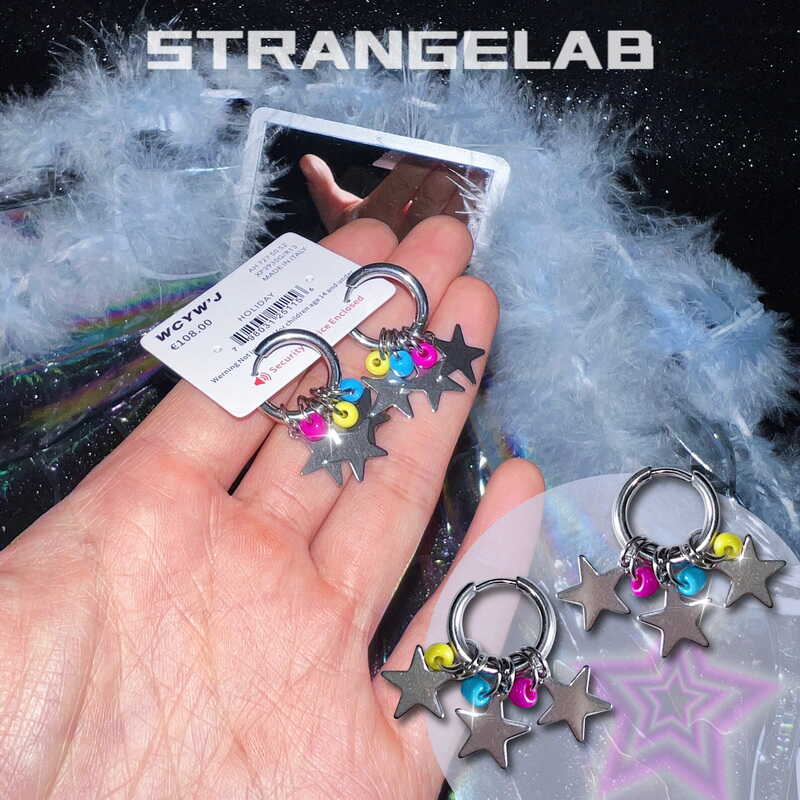 StrangeLab千禧y2k小众彩珠五角星星耳环钛钢耳饰女耳钉春夏 饰品/流行首饰/时尚饰品新 耳环 原图主图