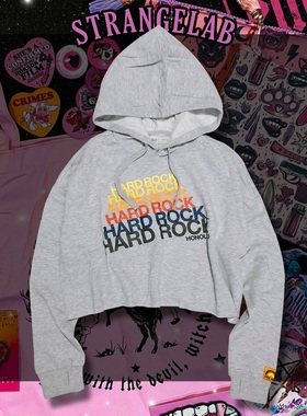 少量 美国1971复古摇滚HardRock字母印花朋克拉绒帽衫连帽卫衣