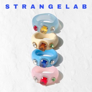 ins小众设计感镶嵌宝石pope ring亚克力树脂戒指 包邮