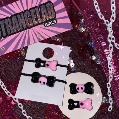 甜亚视觉系骷髅骨头发夹皮筋套装