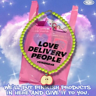 90s昭和复古小眼苹果串珠项链 小众设计千禧女孩y2k辣妹可爱颈链