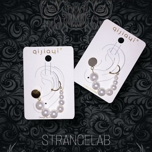 流浪公主 韩国925银针串珠珍珠耳挂耳链式耳钉 小众复古耳环 包邮