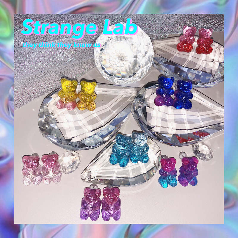 ins食玩趣味耳钉闪闪五彩橡皮糖