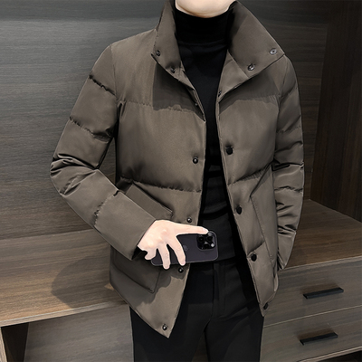 轻奢高领棉服男士秋冬季2025新款帅气加厚保暖舒适帅气棉袄外套潮