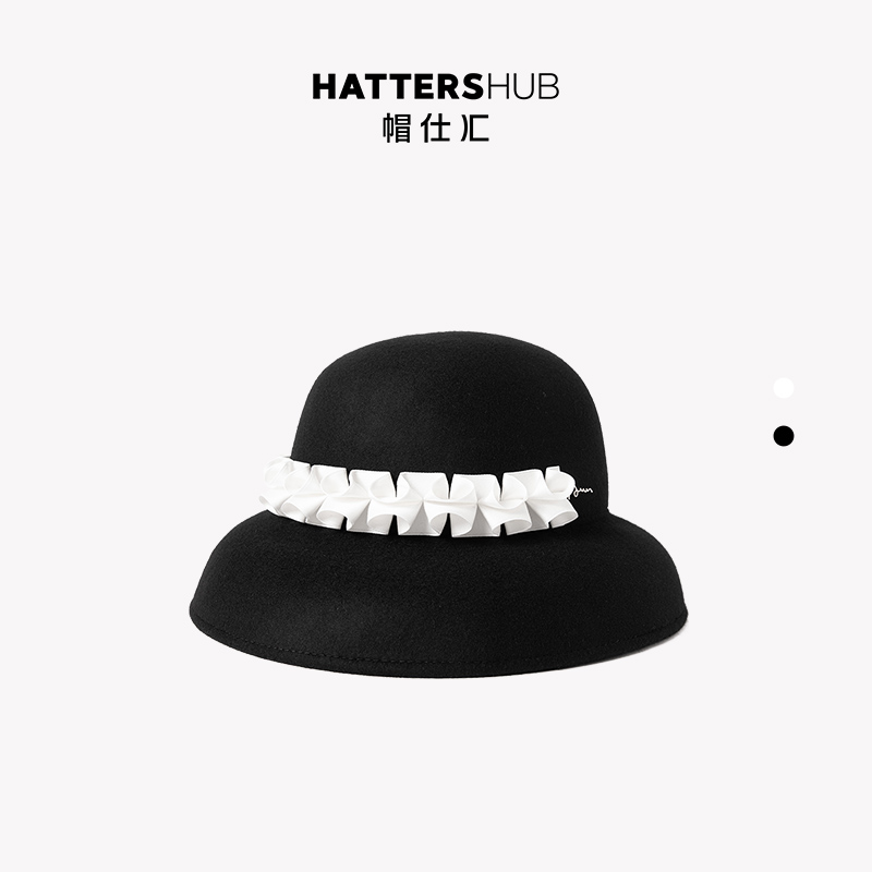 JEFFSUN毡帽奶油花边装饰腰条