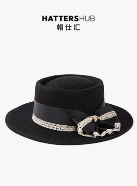 帽仕汇HATTERSHUB 100%羊毛蝴蝶结BOATER礼帽