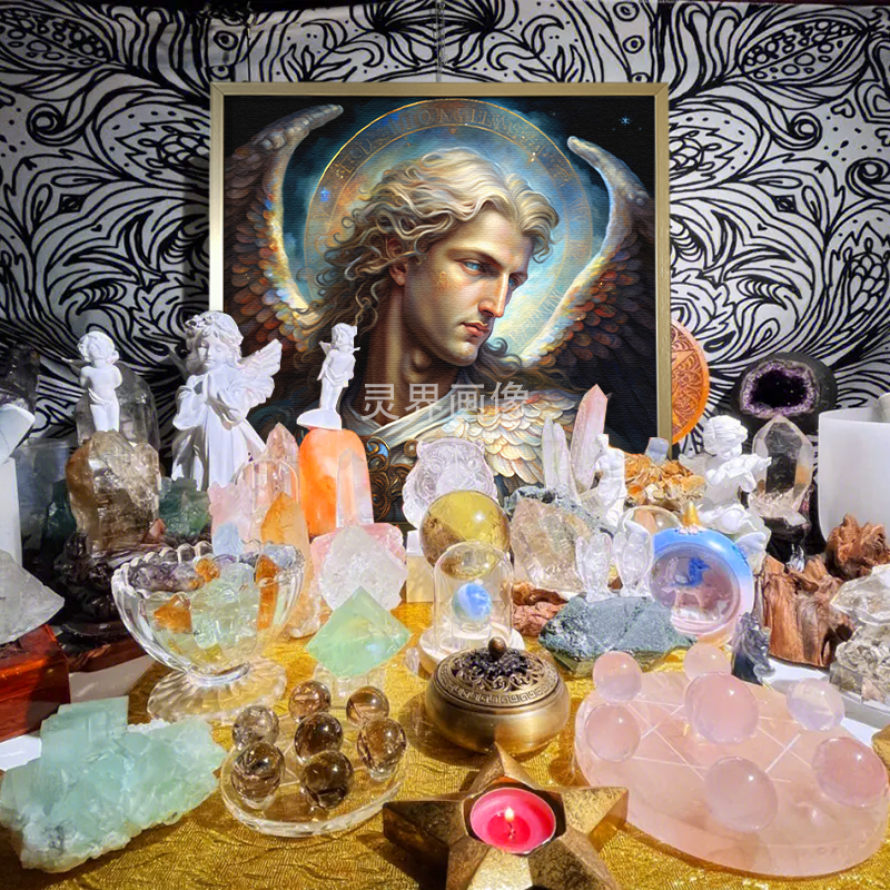 方形挂画大天使祭坛画像加百利照片画水晶灵摆挂件灵气装饰画定制图片