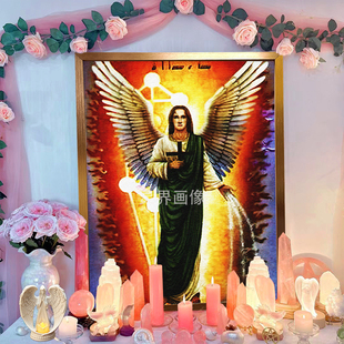 大天使挂画圣德芬照片画像Sandalphon装饰画水晶灵摆祭坛仪式摆件