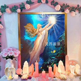 海洋天使画像灵气挂画祭坛画冥想画装饰画Ocean Spirit可来图定制