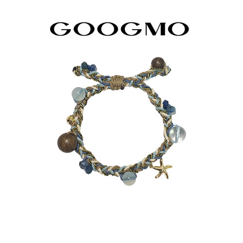 【贺峻霖同款】GOOGMO金丝檀珠手串招财暴富好运海蓝宝串珠手链潮