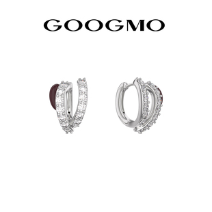GOOGMO小众设计双耳圈耳环925银针轻奢高级感耳饰 于文文同款