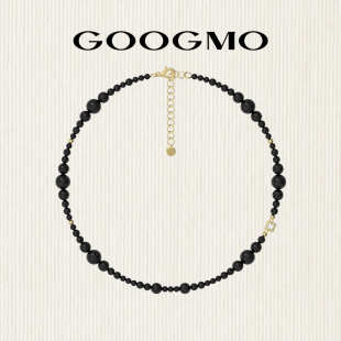 GOOGMO西西里娅系列黑玛瑙项链小众设计冷淡风锁骨颈链串珠choker