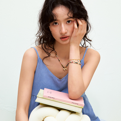 【马踏钱程】GOOGMO彩色碧玺珠子项链小众设计珍珠锁骨高级感叠戴