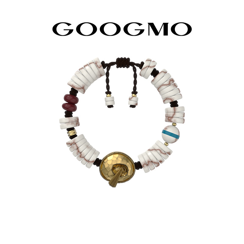 GOOGMO白松石串珠手链女原创小众设计简约时尚手串度假风叠戴手饰 - 实物图