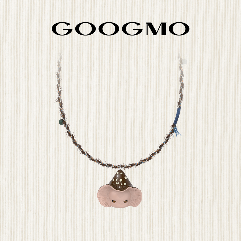 GOOGMO【蘑菇精灵】树脂吊坠玛瑙编织绳长款项链女小众设计毛衣链