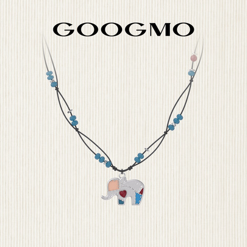 【吉象如意】GOOGMO编绳项链天然石小象项链长款叠戴串珠毛衣链
