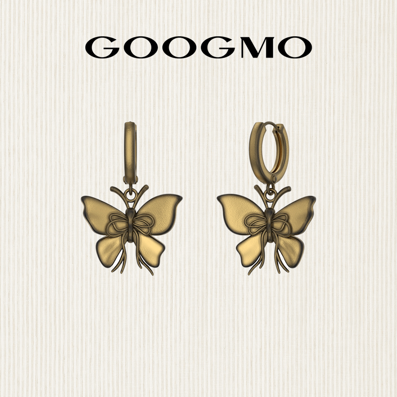 GOOGMO欧若拉系列复古独特气质蝴蝶结耳环小众设计美拉德