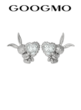 GOOGMO青莓兔系列兔子耳钉轻奢小众心形设计感小巧时尚耳坠耳饰女