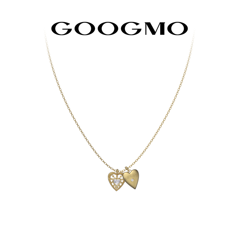 GOOGMO金色爱心项链女小众毛衣链高级感气质百搭颈链配饰秋冬新款