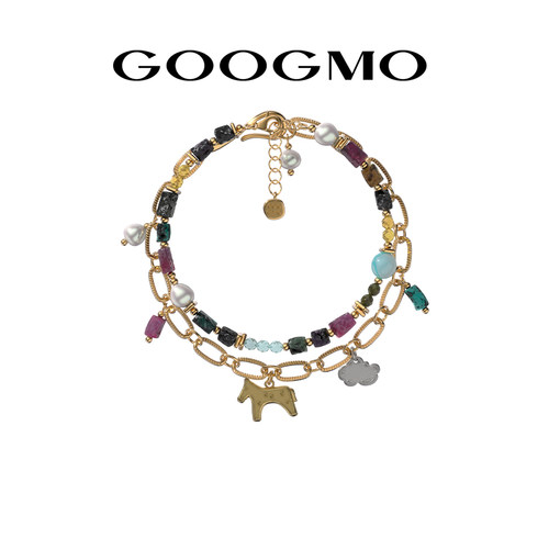 【马踏钱程】GOOGMO天然石碧玺小马手链小众设计高级感叠戴手饰女