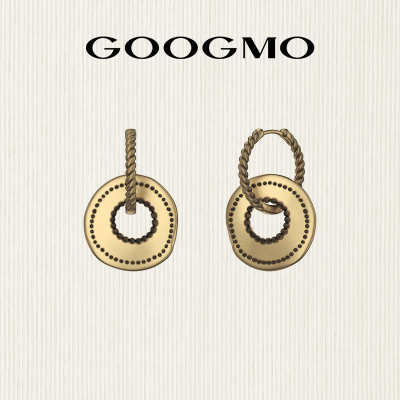 【徐璐同款】GOOGMO法式轻奢复古气质小众设计耳圈高级感圆盘耳饰