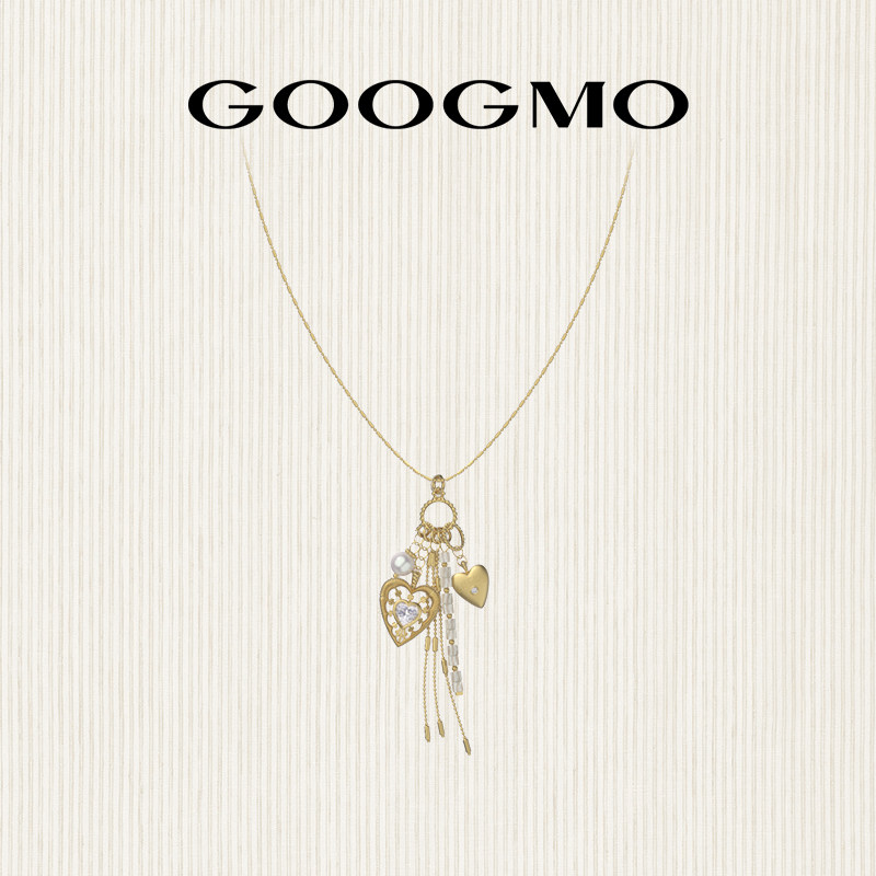 GOOGMO金色流苏爱心长款项链女度假风小众设计毛衣链复古高级感